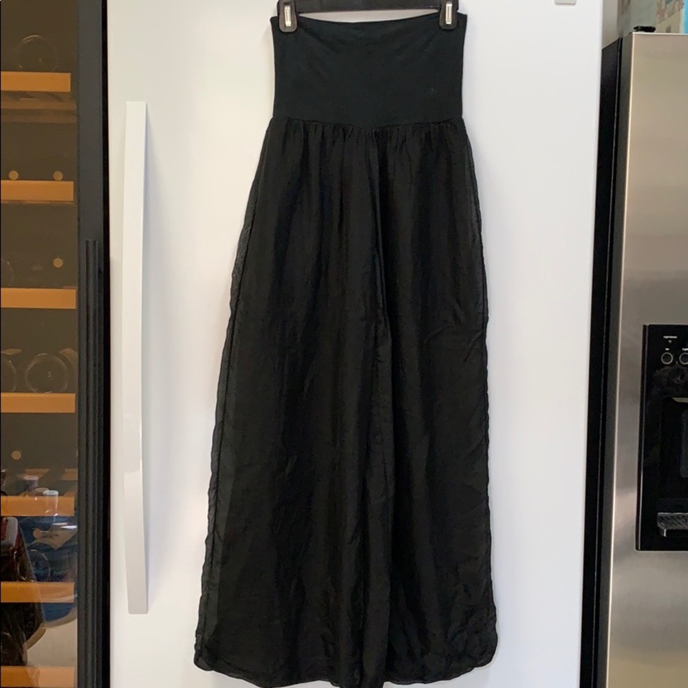 Soft flowy silk and knit palazzo maternity pants